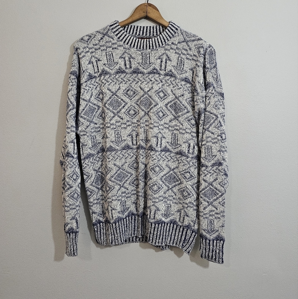 Vintage Oakton Combed Cotton Knit Grandpa Sweater
